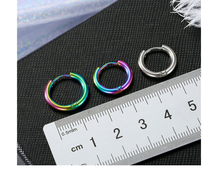 Fashion Steel color single 16mm Color retaining stainless steel geometric round earrings,Hoop Earrings