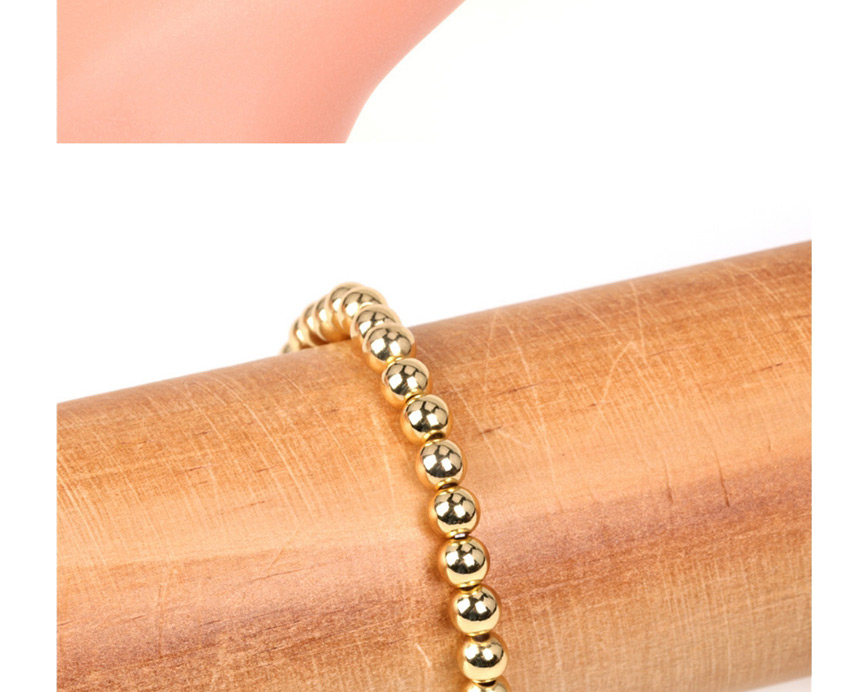 Fashion Golden Handmade Beaded Color Preservation 6mm Copper Bead Stretch Bracelet,Bracelets