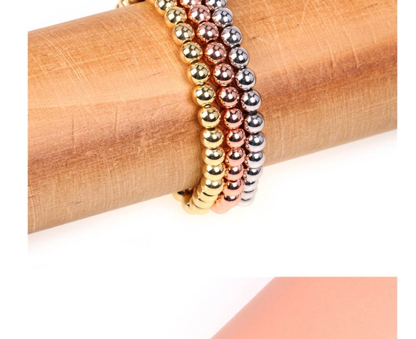 Fashion Golden Handmade Beaded Color Preservation 6mm Copper Bead Stretch Bracelet,Bracelets