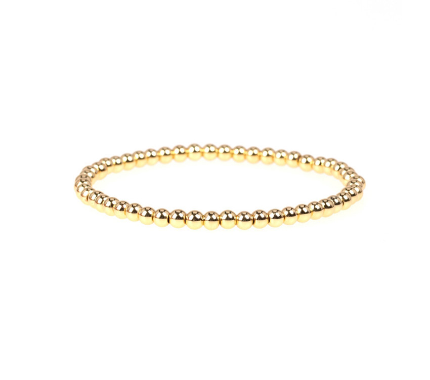 Fashion Rose gold Elastic rope hand-beaded color-preservation electroplated copper bead bracelet,Bracelets