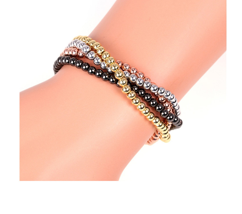 Fashion Silver Elastic rope hand-beaded color-preservation electroplated copper bead bracelet,Bracelets