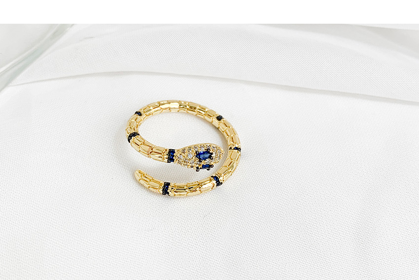 Fashion Blue Cubic Zirconia Snake Ring,Rings