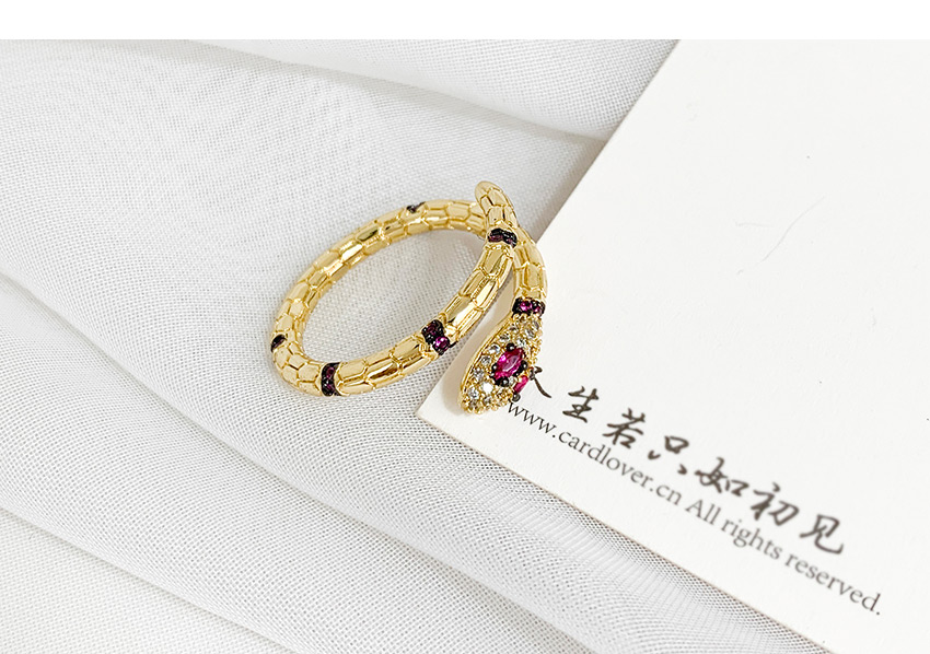 Fashion Red Cubic Zirconia Snake Ring,Rings