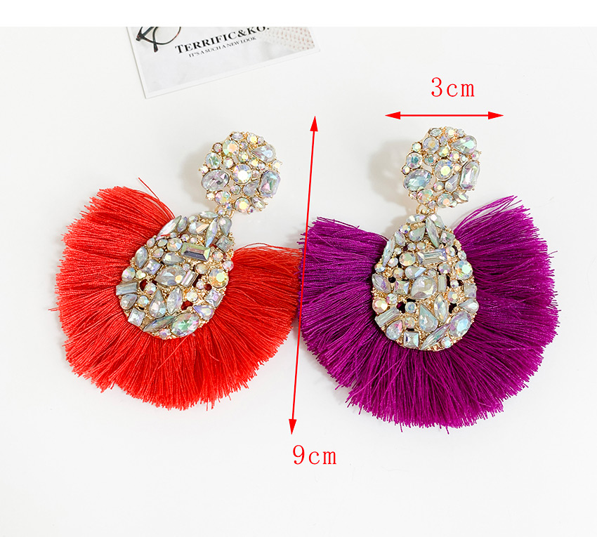 Fashion Purple Alloy Ab Color Water Drop Tassel Earrings,Drop Earrings