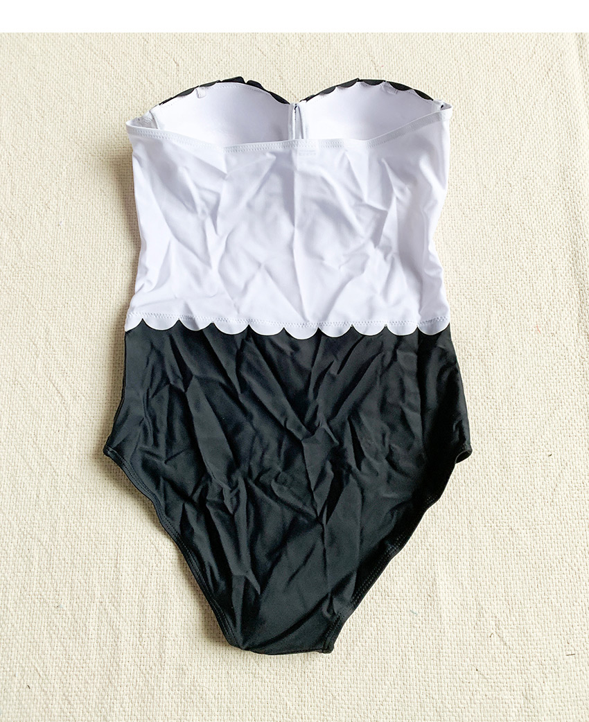 Fashion Black Colorblock One Piece Swimsuit,One Pieces