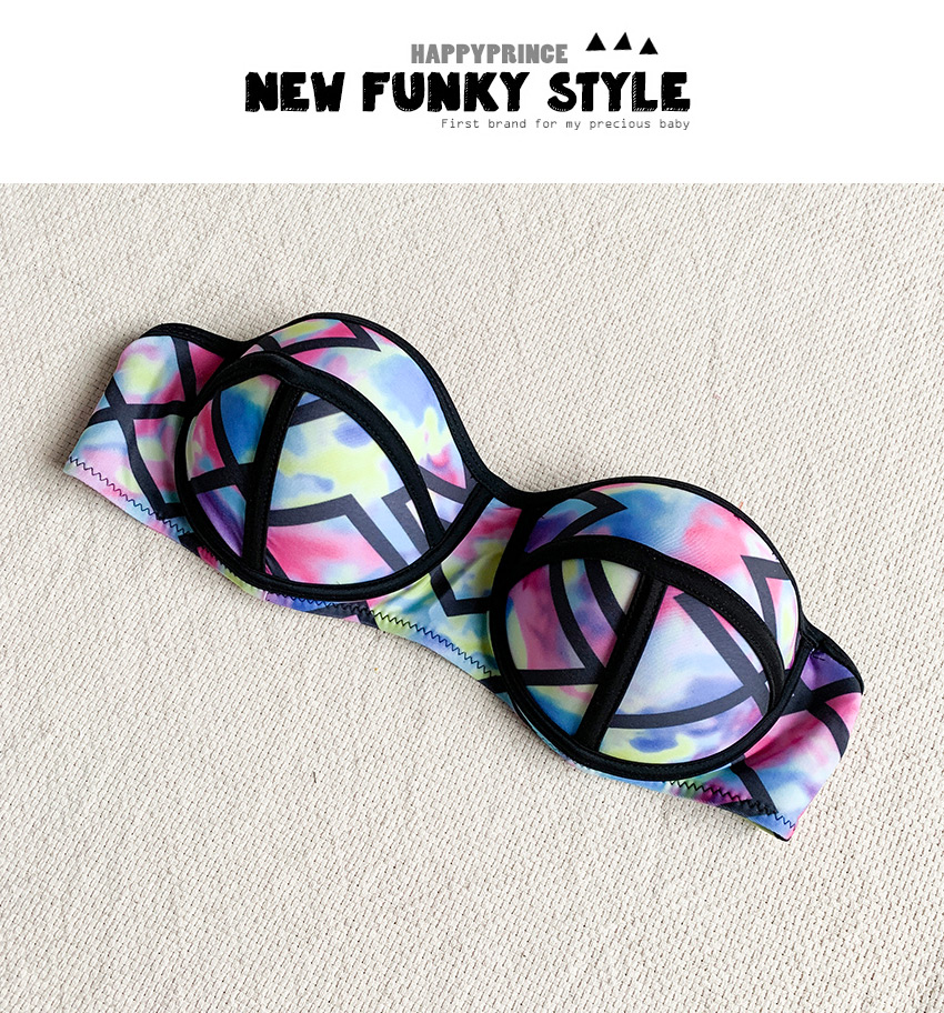 Fashion Color Printed Colorblock Split Swimsuit,Bikini Sets