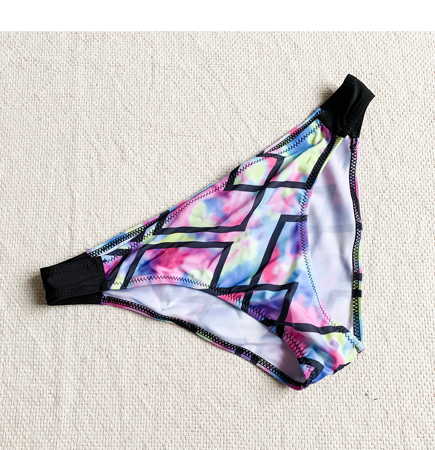 Fashion Color Printed Colorblock Split Swimsuit,Bikini Sets