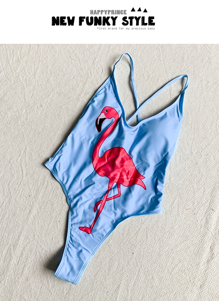 Fashion Blue Flamingo One Piece Swimsuit,One Pieces