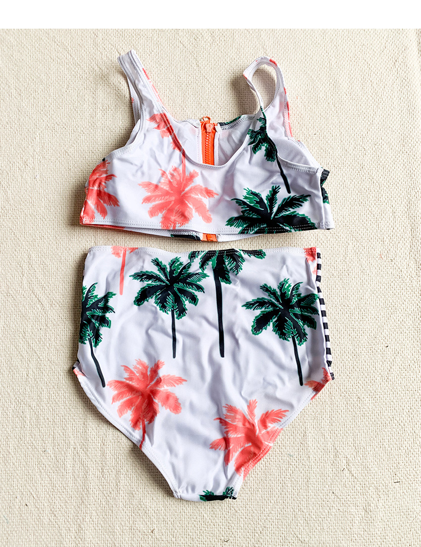 Fashion Color Printed Zip Split Swimsuit,Bikini Sets
