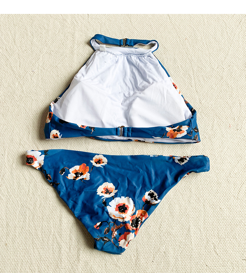 Fashion Blue Printed Split Swimsuit,Bikini Sets