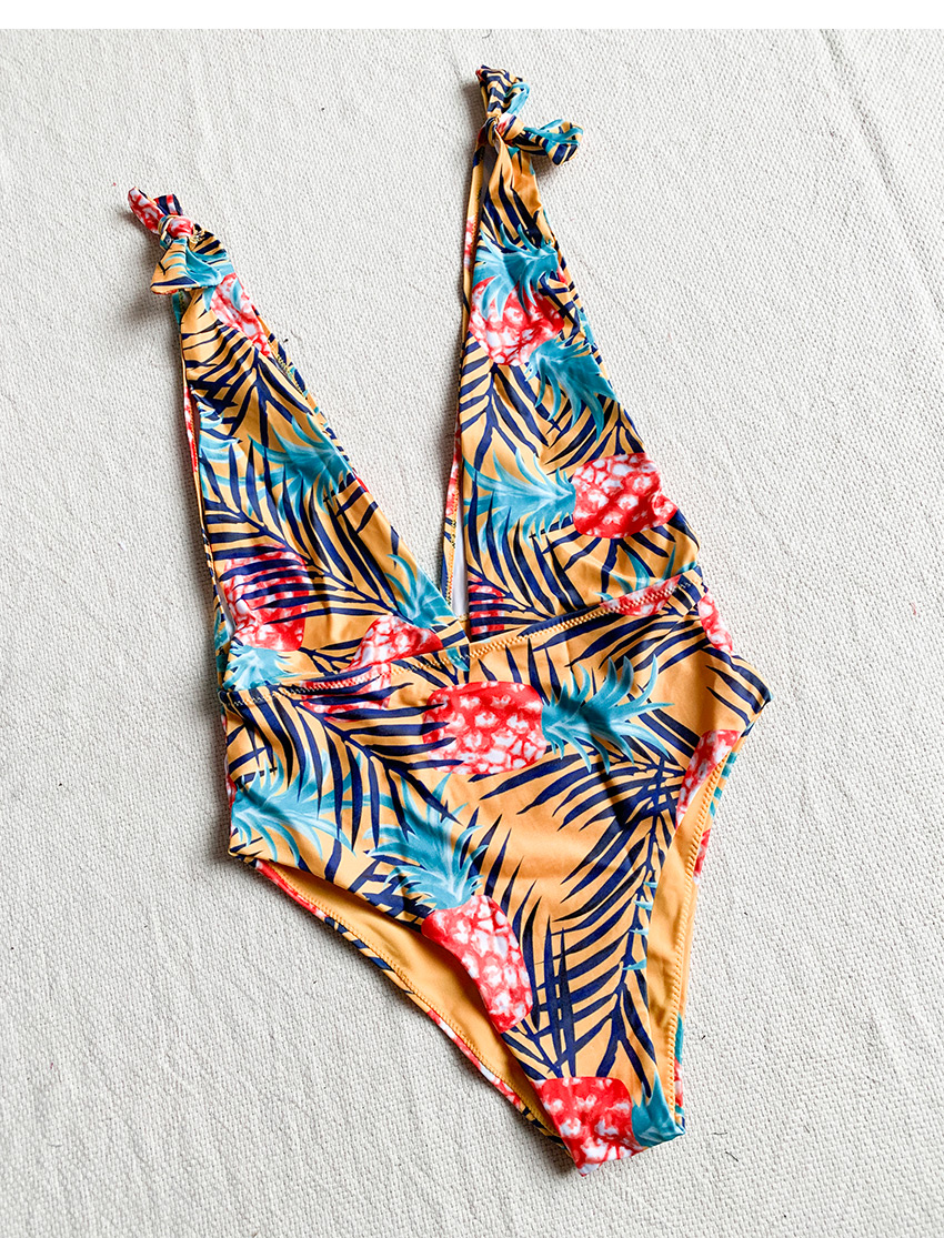 Fashion Color Printed Pineapple One-piece Swimsuit,One Pieces