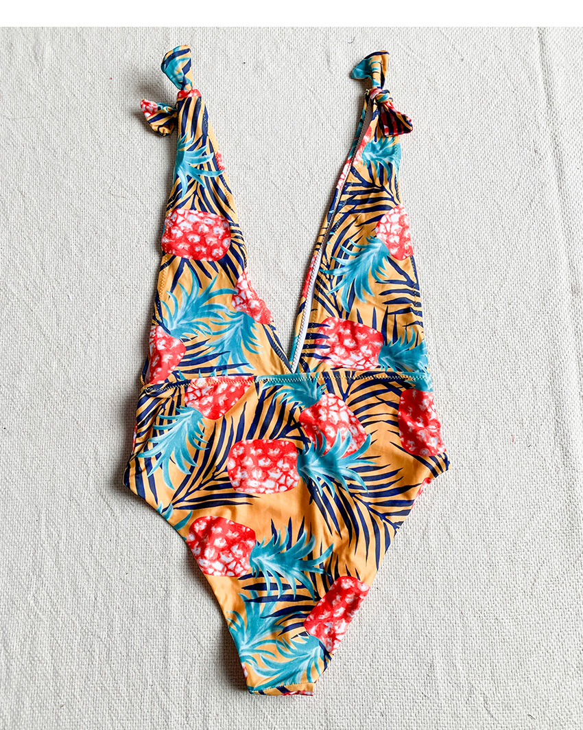 Fashion Color Printed Pineapple One-piece Swimsuit,One Pieces