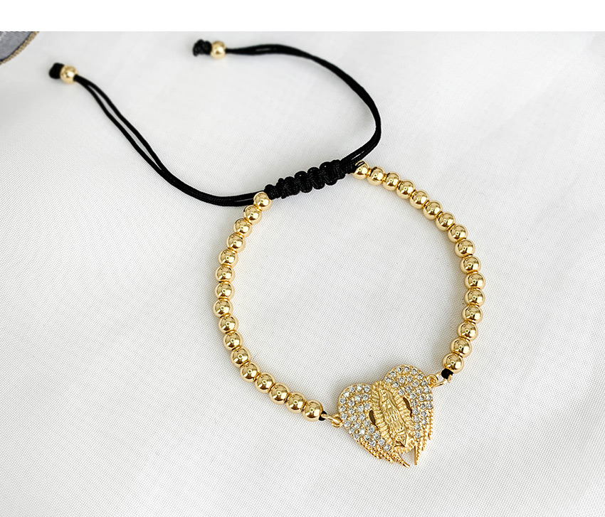Fashion Ginger Brass Inlaid Zircon Wing Braided Wire Rope Bracelet,Bracelets