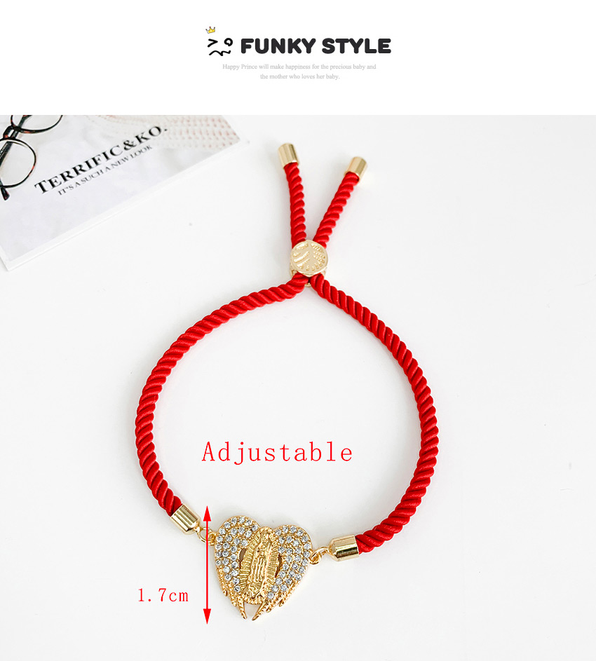 Fashion Red Brass Inlaid Zircon Wing Braided Wire Rope Bracelet,Bracelets