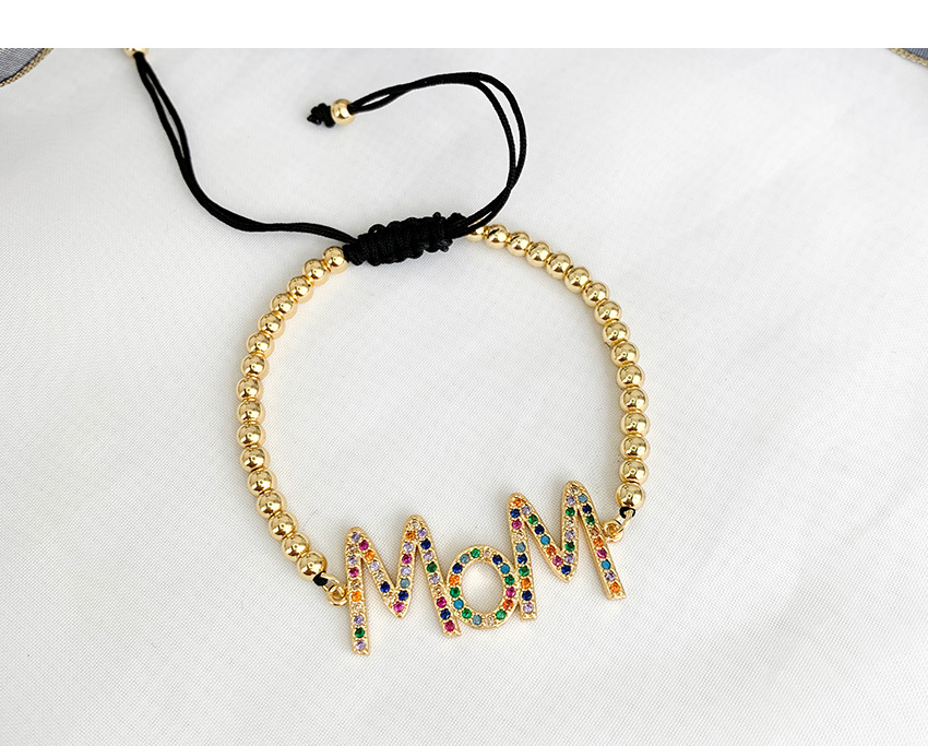 Fashion Golden Brass Zircon Letter Mom Bracelet,Bracelets