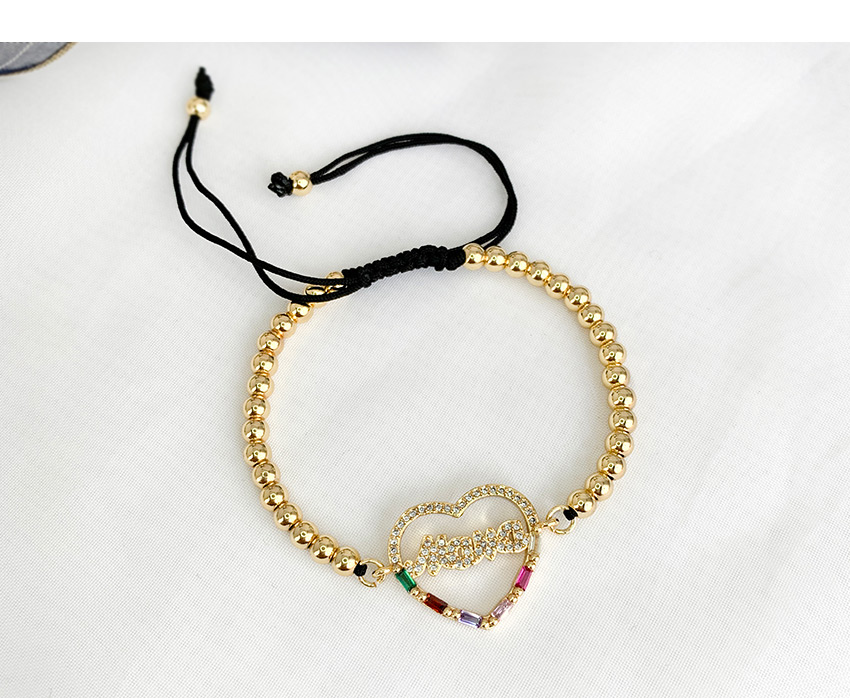 Fashion Golden Cubic Zircon Letter Mama Heart Bracelet,Bracelets