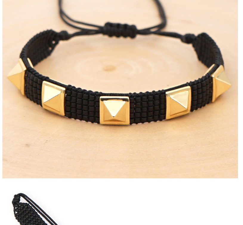 Fashion Black Drop-shaped Resin Small Fringe Pull Fine Bracelet,Beaded Bracelet