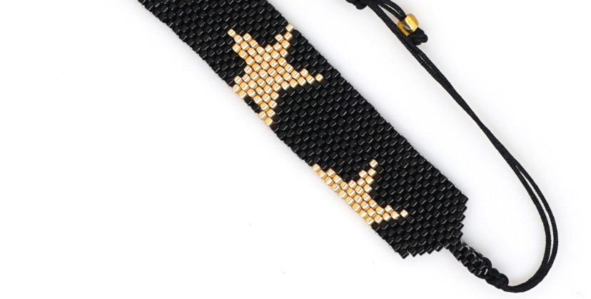Fashion black Drop-shaped Resin Small Fringe Pull Fine Bracelet,Beaded Bracelet