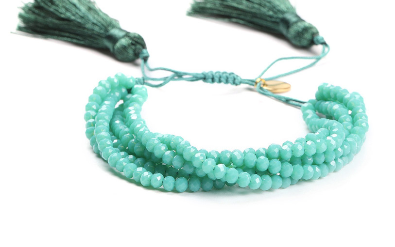 Fashion Green Opal Crystal Small Tassel Pull String Bracelet,Beaded Bracelet