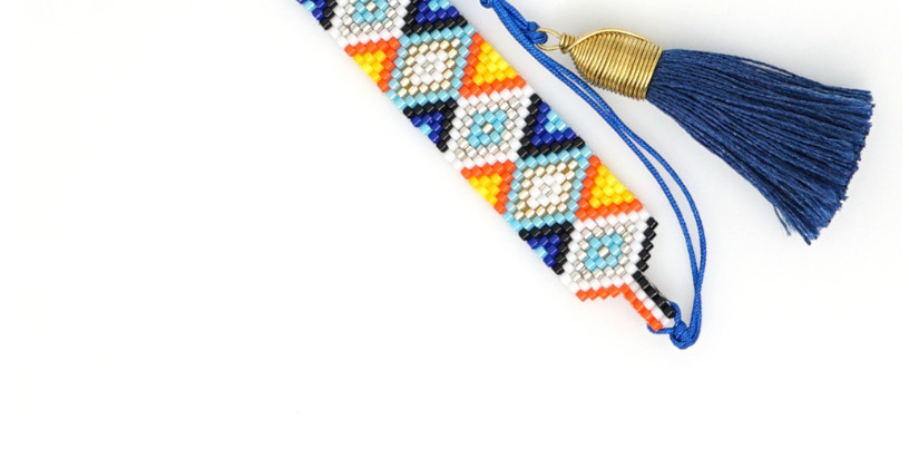 Fashion Blue Opal Crystal Small Tassel Pull String Bracelet,Beaded Bracelet