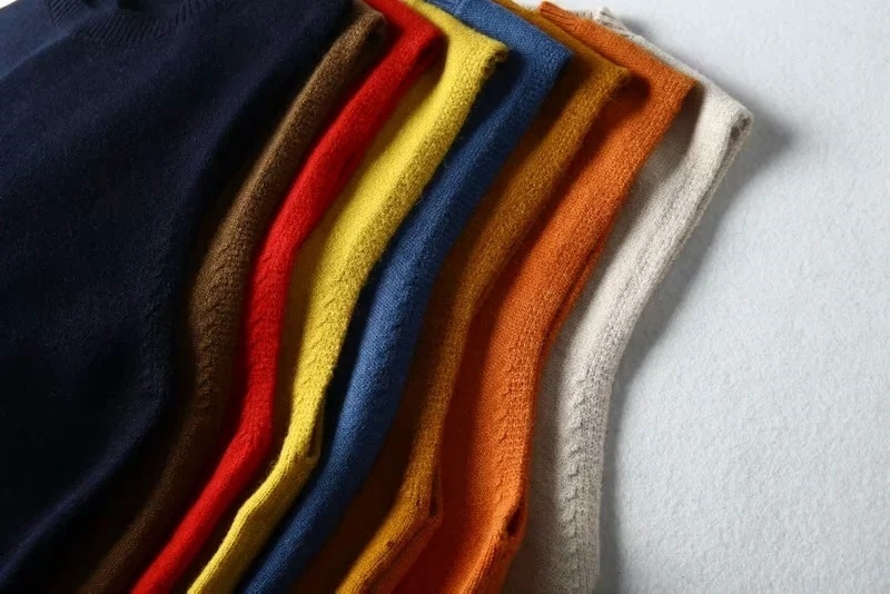 Fashion Navy Round Neck Back Corded Yarn Vest,Sweater
