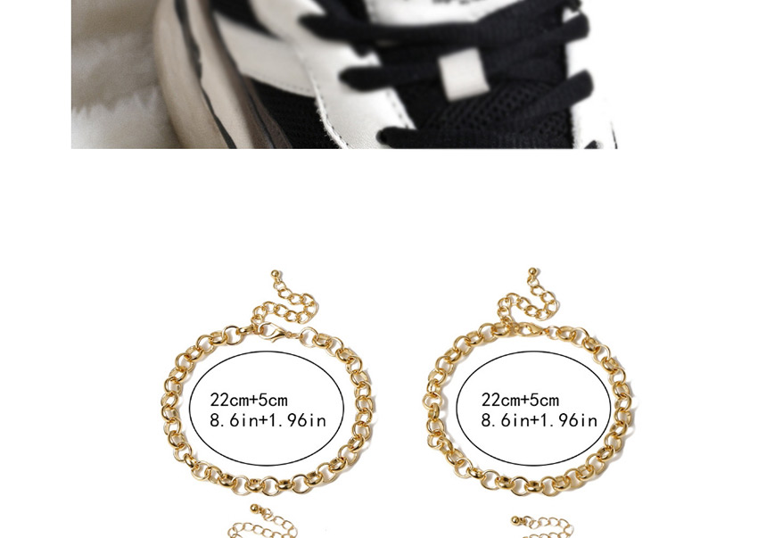 Fashion White K Chain Square Brand Portrait Multilayer Anklet Set,Fashion Anklets