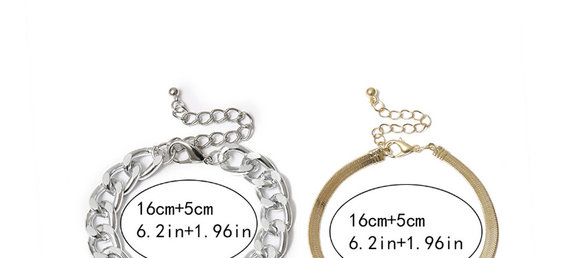Fashion Mixed Color Suit Metal Flat Snake Chain Alloy Bracelet,Bracelets Set