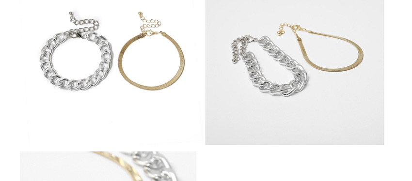 Fashion Golden Suit Metal Thick Chain Alloy Hollow Bracelet,Bracelets Set