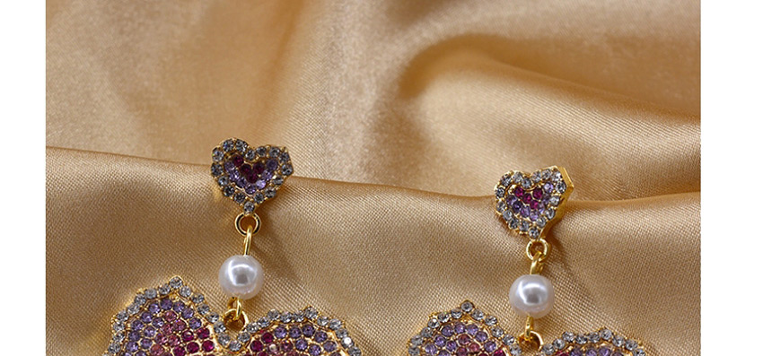 Fashion Golden Full Diamond Love Pearl Irregular Earrings,Drop Earrings