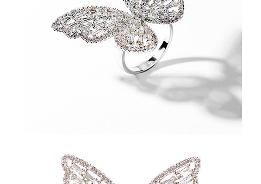 Fashion Silver Zircon Butterfly Hollow Alloy Ring,Fashion Rings