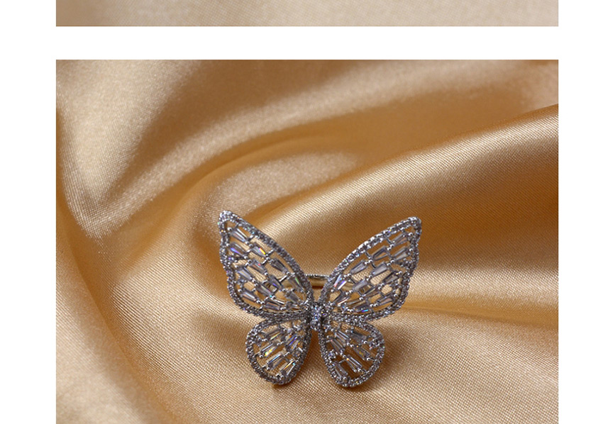 Fashion Silver Zircon Butterfly Hollow Alloy Ring,Fashion Rings