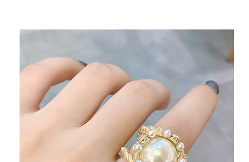 Fashion Golden Cutout Pearl And Diamond Opening Adjustable Ring,Fashion Rings