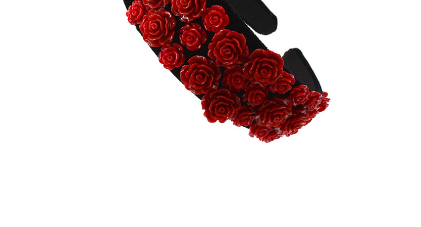 Fashion Red Flower Resin Fabric Wide Edge Hair Band,Head Band