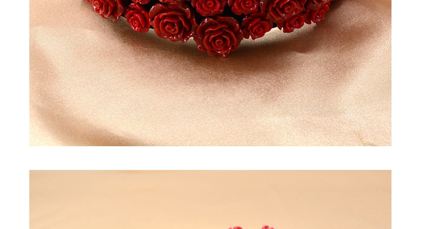 Fashion Red Flower Resin Fabric Wide Edge Hair Band,Head Band
