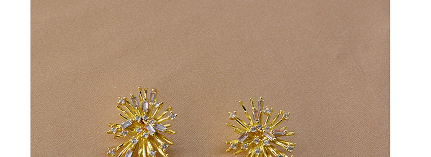 Fashion Golden Firework Micro-set Zircon Alloy Stud Earrings,Stud Earrings