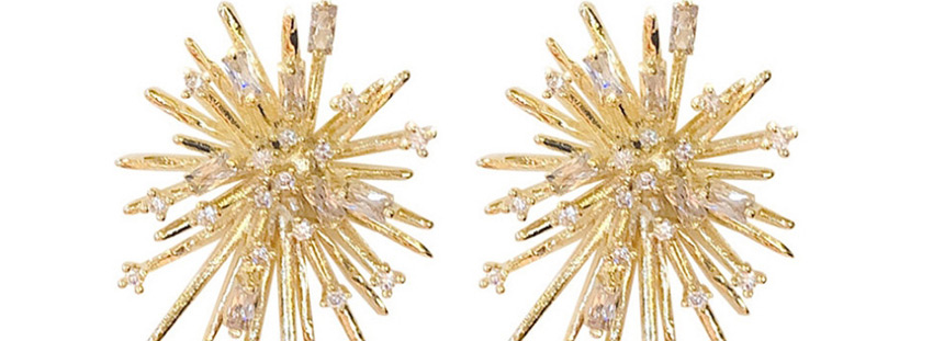 Fashion Golden Firework Micro-set Zircon Alloy Stud Earrings,Stud Earrings