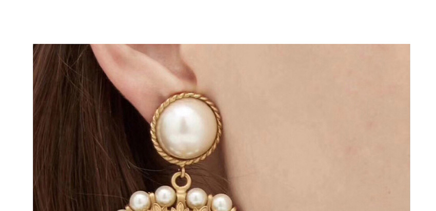 Fashion Golden Love Pearl Openwork Diamond Earrings,Drop Earrings