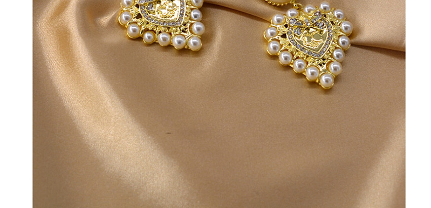 Fashion Golden Love Pearl Openwork Diamond Earrings,Drop Earrings