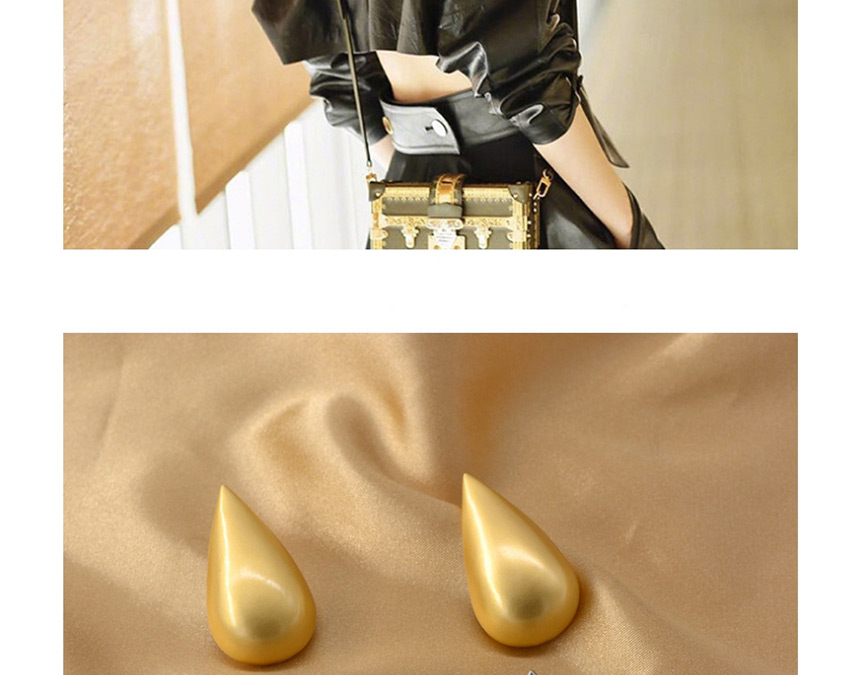 Fashion Golden Silver-plated Smooth Drop-shaped Alloy Stud Earrings,Stud Earrings