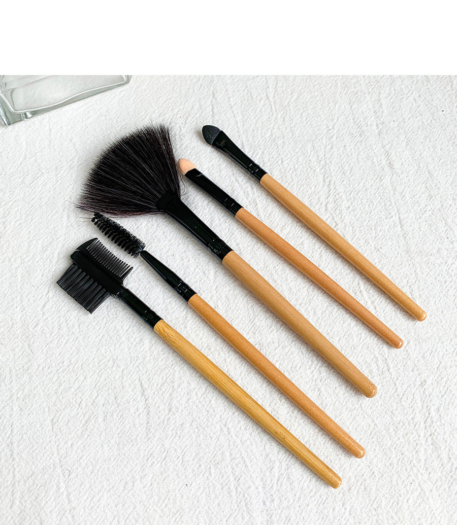 Fashion Khaki 24pcs Wooden Makeup Brush Set,Beauty tools
