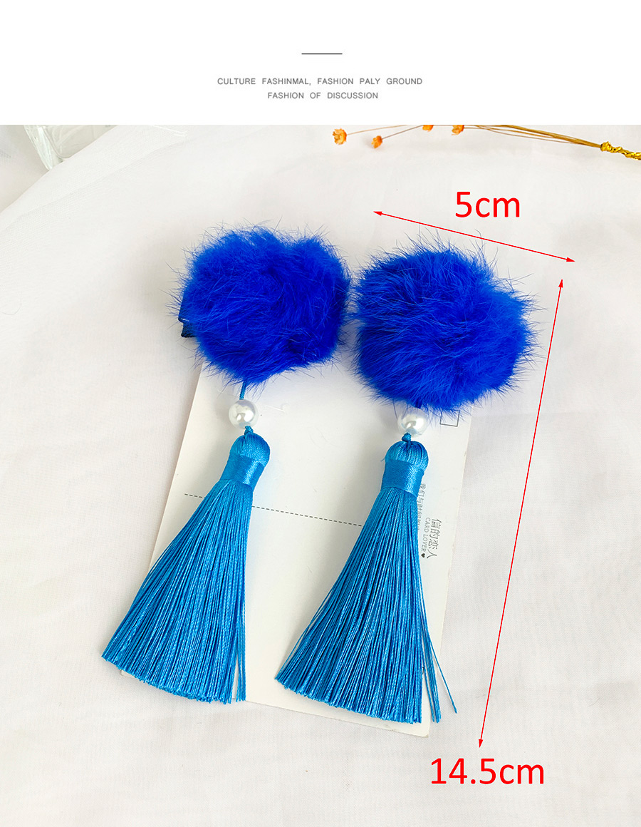 Fashion Blue Wool Ball Cotton Fringed Duckbill Hair Clip,Hairpins