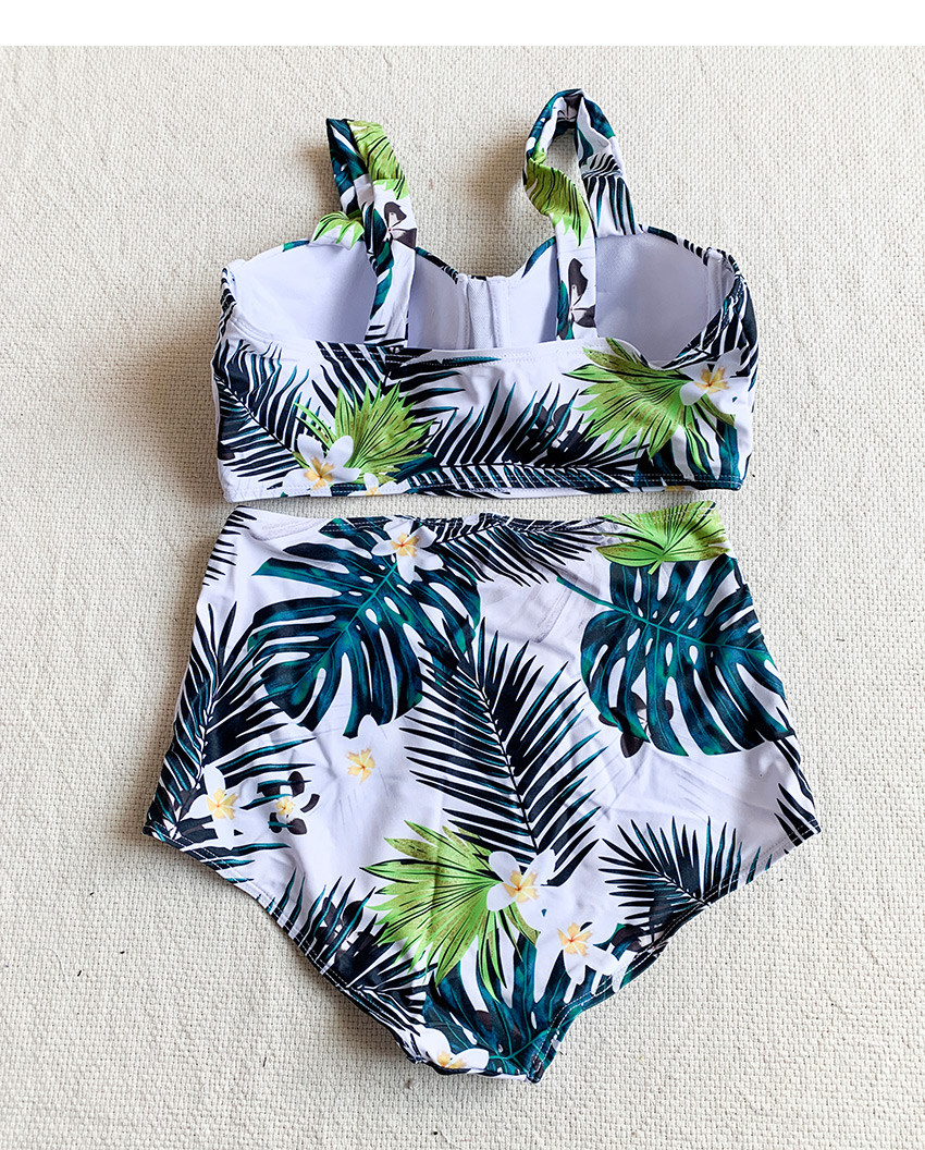 Fashion Color Printed Leaf Split Swimsuit,Bikini Sets