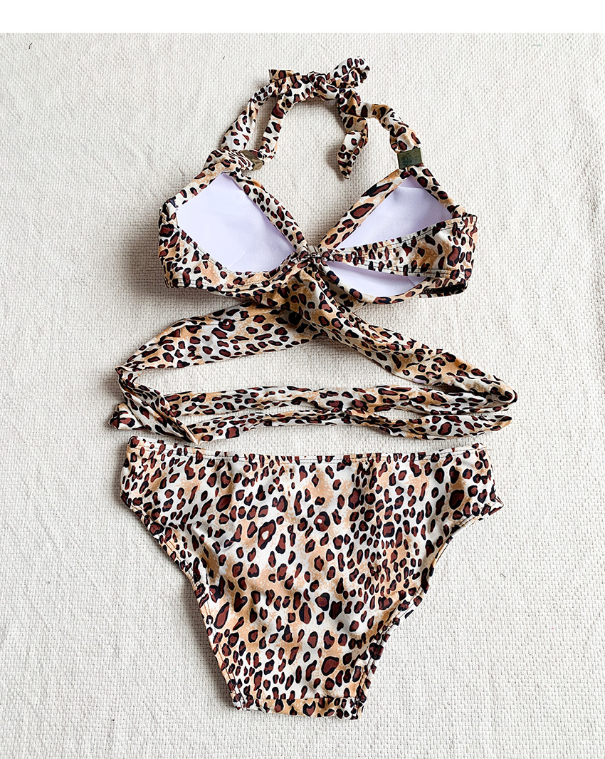 Fashion Color Leopard Tie Split Swimsuit,Bikini Sets