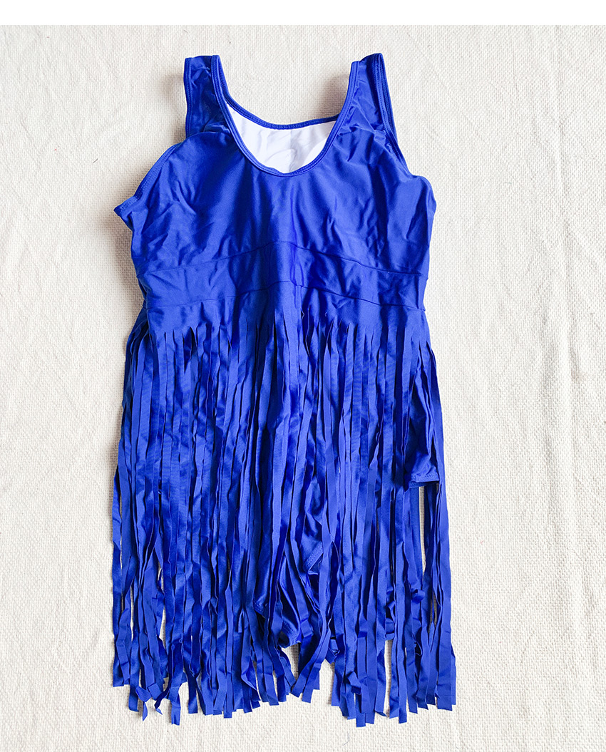 Fashion Royal Blue Tassel One-piece Swimsuit,One Pieces
