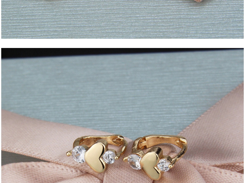 Fashion Gold-plated White Zirconium Studded Heart Stud Earrings With Diamonds,Earrings