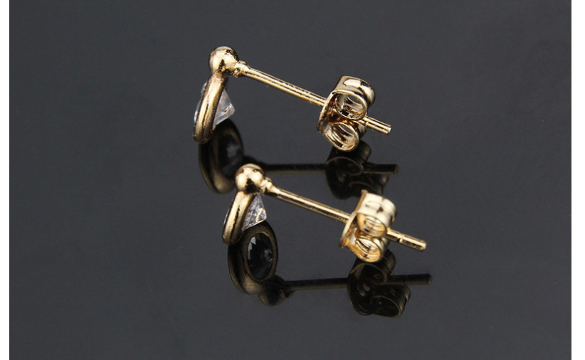 Fashion Gold-plated White Zirconium Small Round Stud Earrings With Zirconium,Earrings