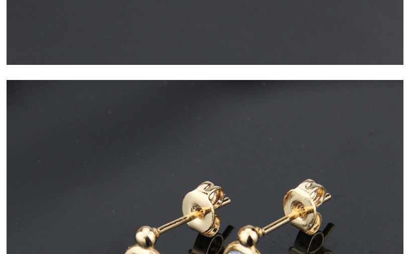 Fashion Gold-plated White Zirconium Small Round Stud Earrings With Zirconium,Earrings