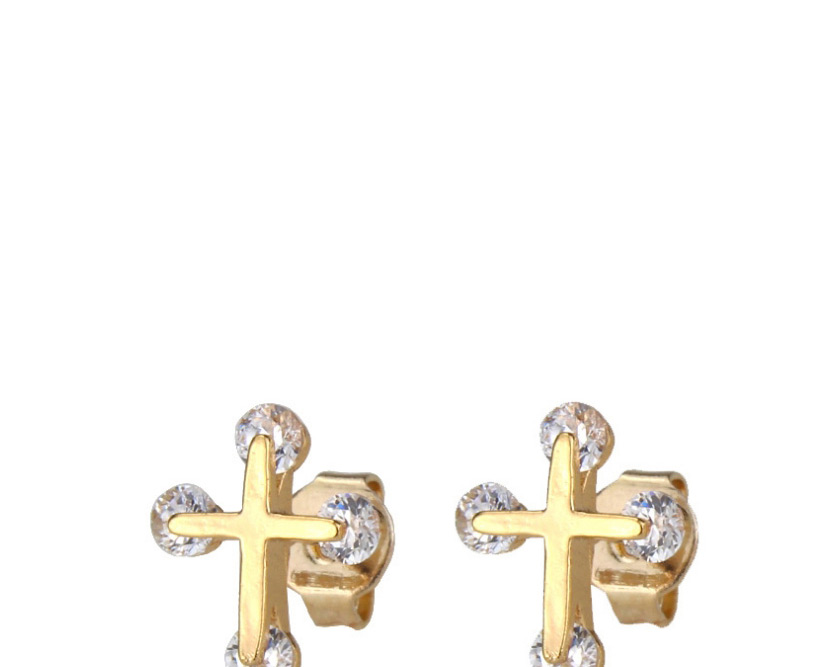 Fashion Gold Plated Red Zirconium Cu Plated Small Zircon Earrings,Earrings