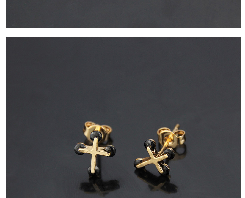 Fashion Gold Plated Red Zirconium Cu Plated Small Zircon Earrings,Earrings