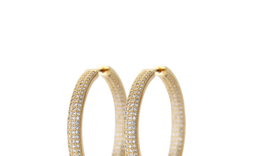 Fashion Gold-plated White Zirconium Cu-plated Three-row Round Earrings With Zirconium On Both Sides,Earrings